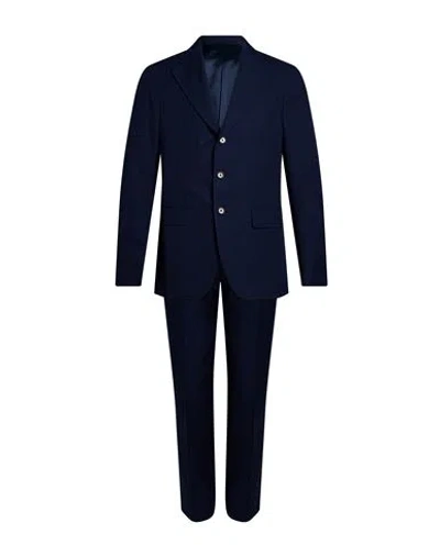 Caruso Man Suit Navy Size 34 Cotton, Wool