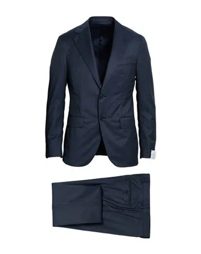 Caruso Man Suit Navy Size 36 Wool In Blue