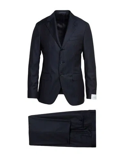 Caruso Man Suit Navy Size 36 Wool In Blue
