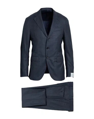 Caruso Man Suit Navy Size 36 Wool, Cashmere In Blue
