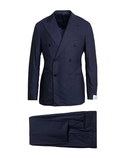 Caruso Man Suit Navy Size 36 Wool, Elastane In Blue