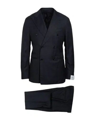 Caruso Man Suit Navy Size 38 Wool In Blue