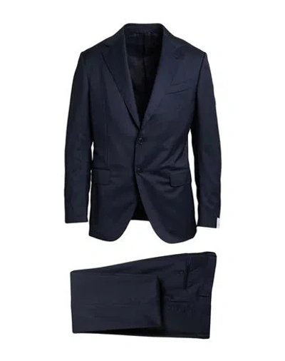 Caruso Man Suit Navy Size 40 Wool In Multi