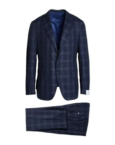 Caruso Man Suit Navy Size 42 Wool In Blue