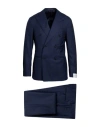 Caruso Man Suit Midnight Blue Size 46 Super 170s Wool In Blue