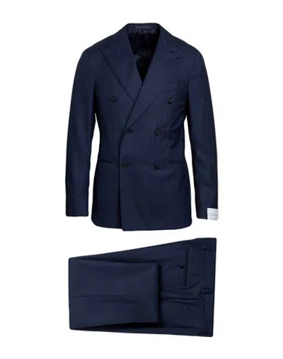 Caruso Man Suit Navy Size 42 Wool In Blue