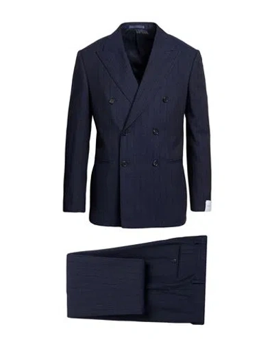 Caruso Man Suit Navy Size 42 Wool In Blue