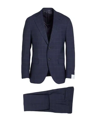 Caruso Man Suit Navy Size 42 Wool In Blue