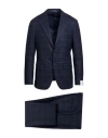 Caruso Man Suit Navy Size 42 Wool, Mohair Wool, Cashmere In Blue