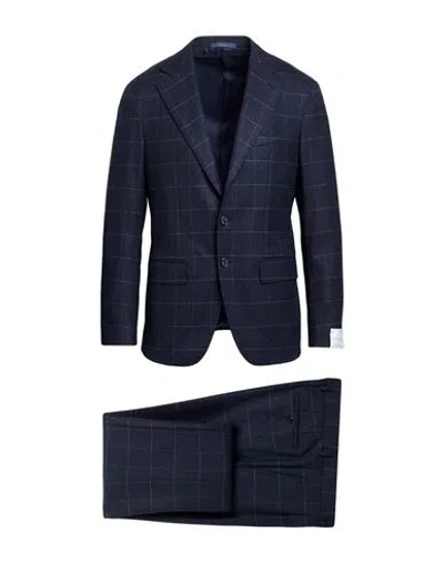 Caruso Man Suit Navy Size 42 Wool, Mohair Wool, Cashmere In Blue