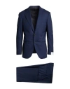 Caruso Man Suit Navy Size 42 Wool, Silk, Lycra In Blue