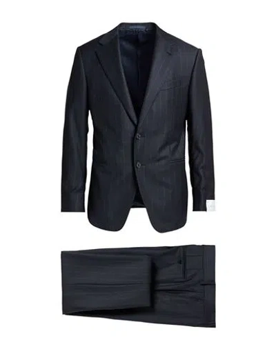 Caruso Man Suit Navy Size 44 Wool In Blue