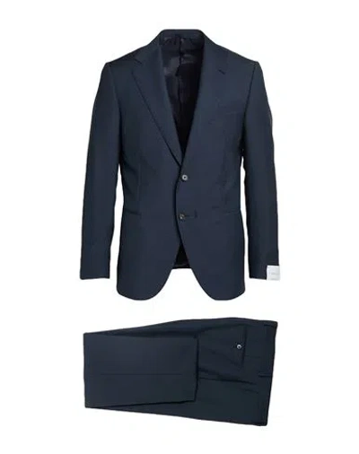 Caruso Man Suit Navy Size 44 Wool, Mohair Wool