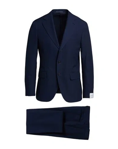 Caruso Man Suit Navy Size 46 Cotton, Wool
