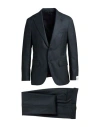 Caruso Man Suit Charcoal Size 44 Wool In Blue