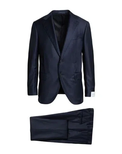 Caruso Man Suit Navy Size 48 Wool In Blue