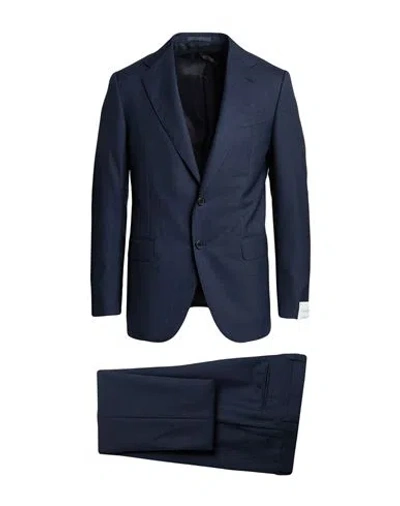Caruso Man Suit Navy Size 48 Wool In Blue