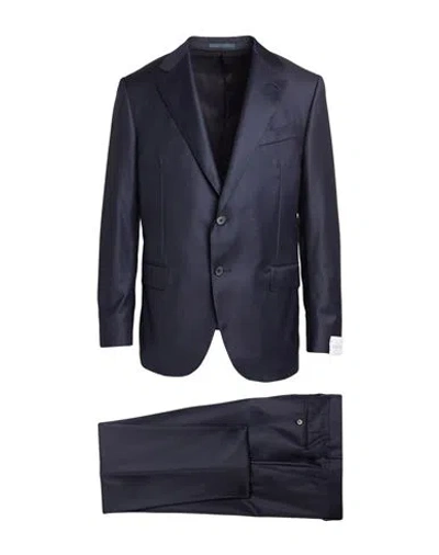 Caruso Man Suit Navy Size 48 Wool In Blue