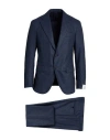 Caruso Man Suit Navy Size 48 Wool In Blue