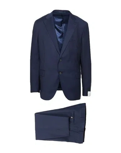 Caruso Man Suit Navy Size 48 Wool In Blue