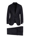 Caruso Man Suit Navy Size 48 Wool, Elastane In Black