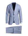 Caruso Man Suit Pastel Blue Size 46 Wool In Blue
