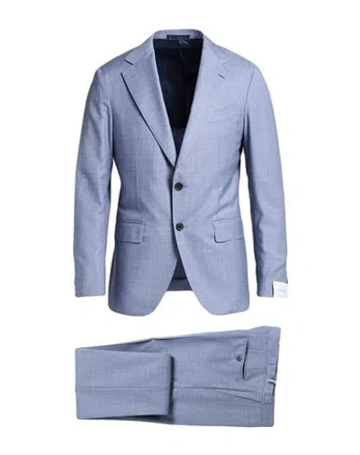 Caruso Man Suit Pastel Blue Size 46 Wool