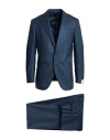 Caruso Man Suit Slate Blue Size 42 Wool In Blue