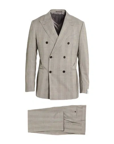 Caruso Man Suit Taupe Size 34 Wool, Nylon, Elastane In Grey