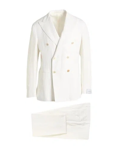 Caruso Man Suit White Size 46 Linen