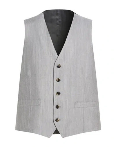Caruso Man Tailored Vest Grey Size 34 Mohair Wool, Wool In Gray