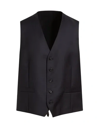 Caruso Man Tailored Vest Midnight Blue Size 42 Wool In Black