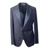Caruso Navy Wool Blend Single Breasted Blazer In Multi