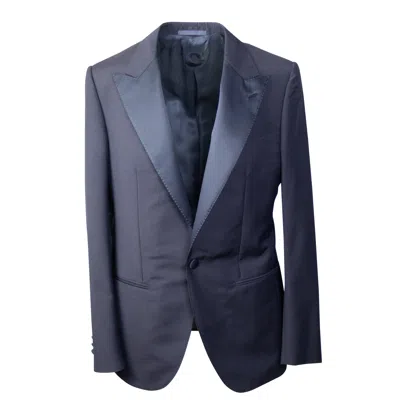 Caruso Navy Wool Blend Single Breasted Blazer In Multi