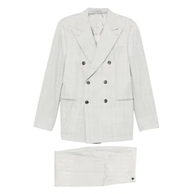 CARUSO NORMA DOUBLE-BREASTED CHECK-PATTERN SUIT