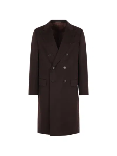 Caruso Norma Double-breasted Coat In Brown