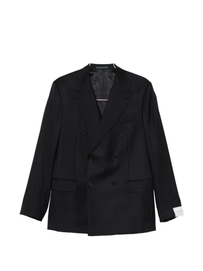 Caruso Norma Double-breasted Peak-lapel Suit In Black