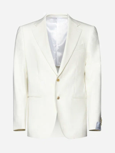 CARUSO NORMA LINEN AND WOOL BLEND BLAZER