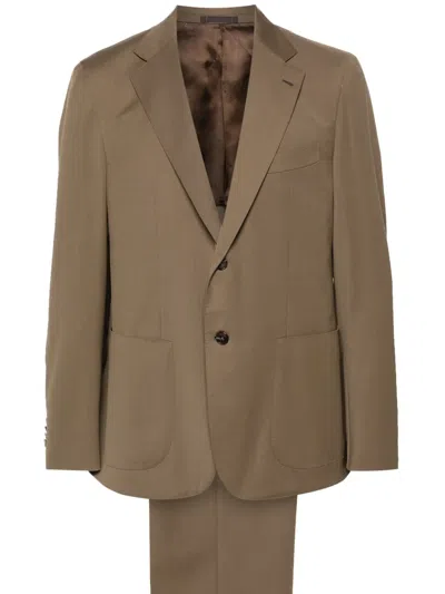 Caruso Notched-lapels Single-breasted Suit In Neutrals