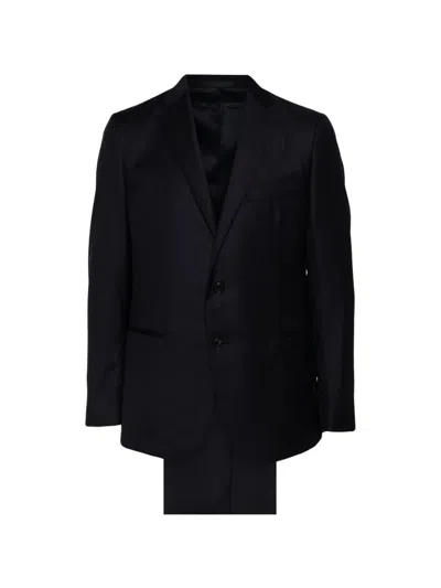 Caruso Notched-lapel Single-breasted Suit In Black