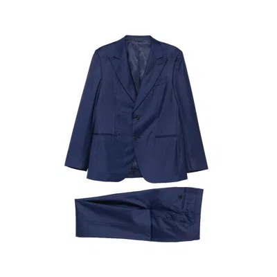 Caruso Peak-lapel Suit In Blue