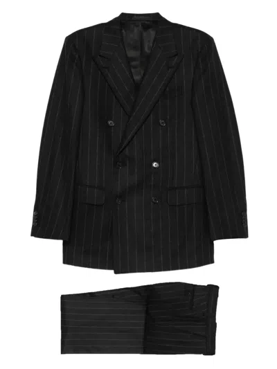 Caruso Pinstripe Double-breasted Suit In Black