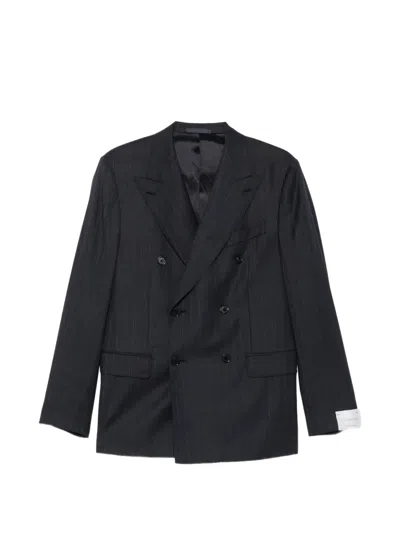 Caruso Pinstripe Double-breasted Suit In Blue