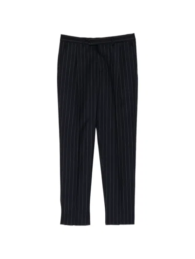 Caruso Pinstripe Pleated Trousers In Black