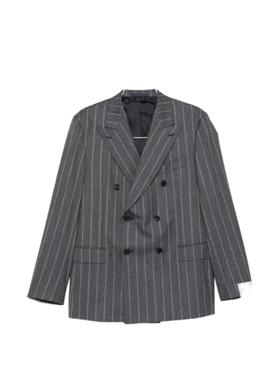 Caruso Pinstriped Double-breasted Suit In Gray