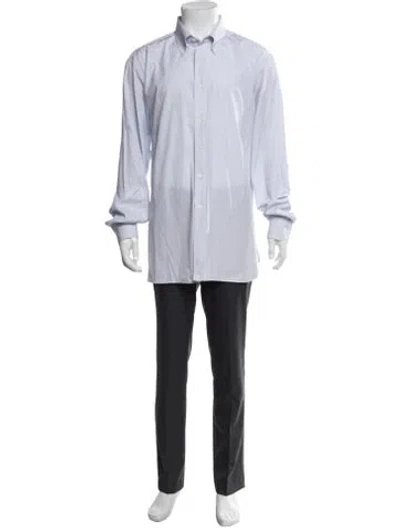 Pre-owned Caruso Plaid Print Long Sleeve Dress Shirt In Blue