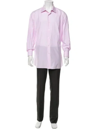 Pre-owned Caruso Plaid Print Long Sleeve Dress Shirt In Pink