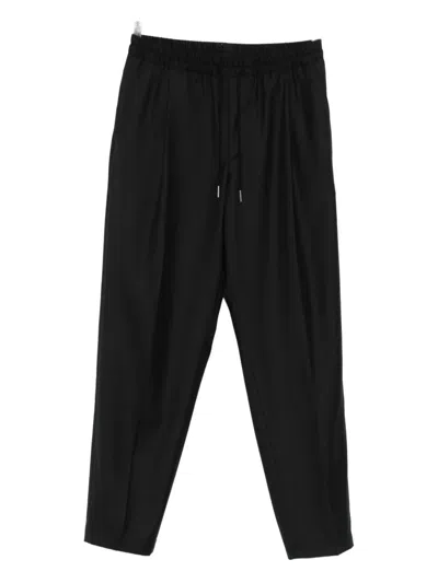 Caruso Pleated Drawstring Trousers In Black