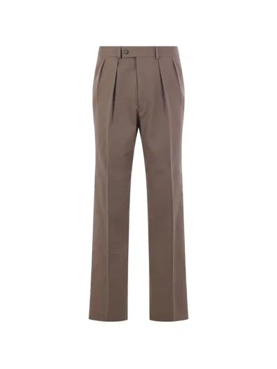 Caruso Pleated Tailored Trousers In Brown