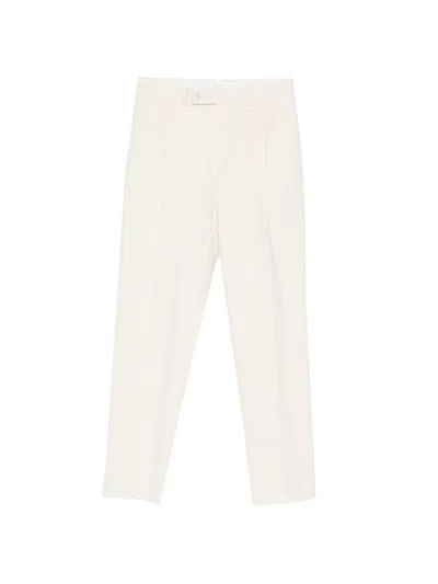 Caruso Pleated Tailored Trousers In White